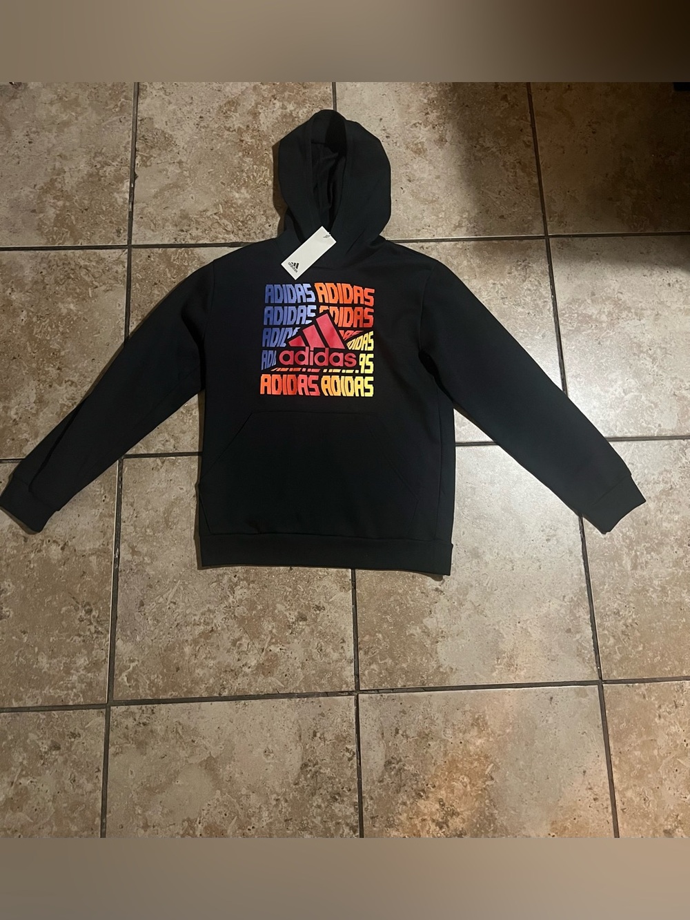 Adidas Big Boys Black Hoodie with Logo